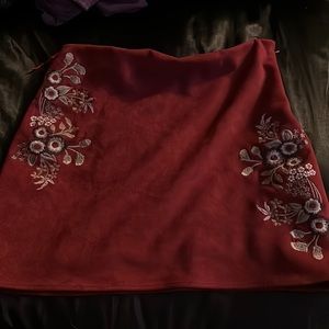 franchescas red velvet skirt